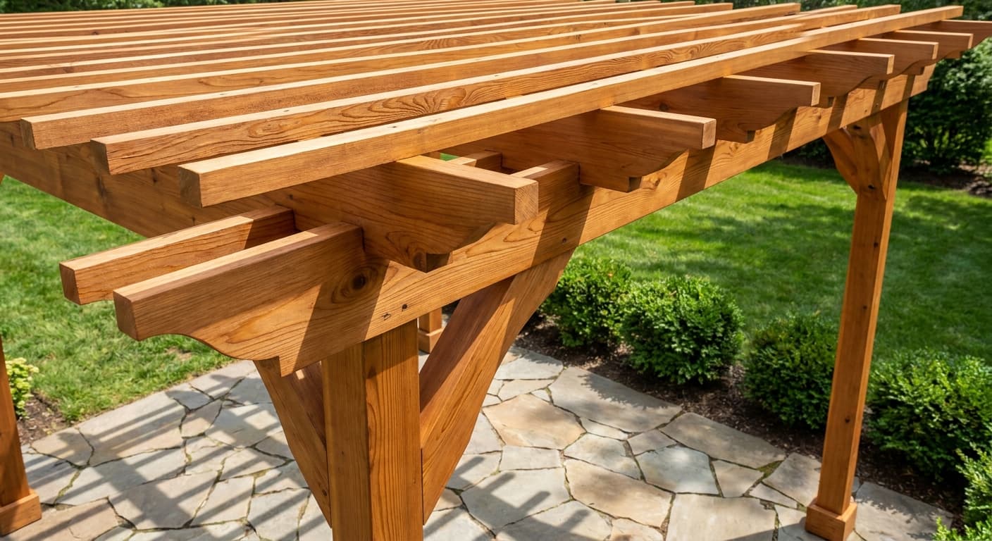 Finished freshly stained wood fence with beautiful grain — detail