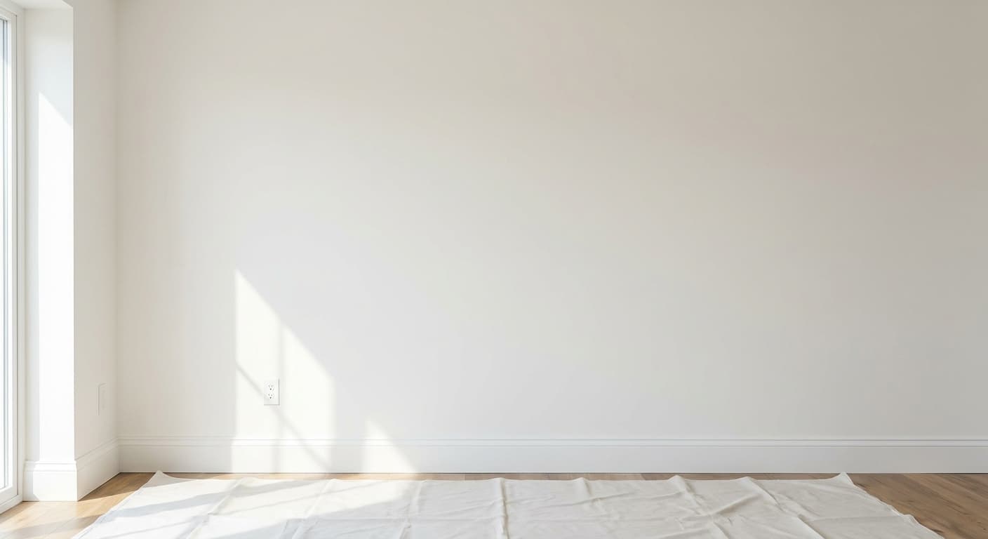 Finished perfectly smooth wall, primed and ready for paint