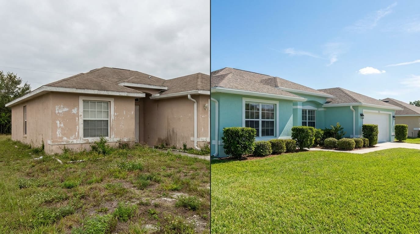 Florida house exterior before and after a full repaint — Jacksonville