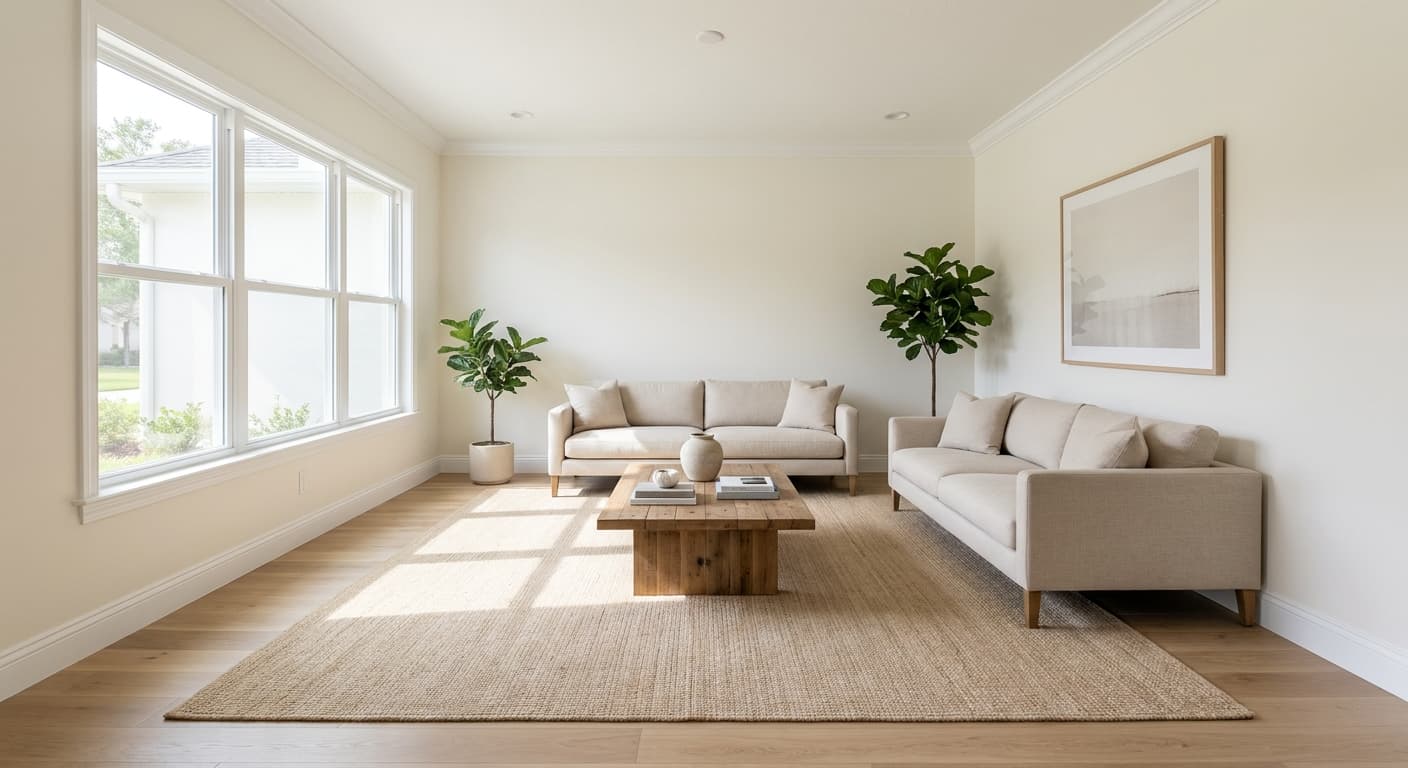 Finished freshly painted modern living room — interior painting, Jacksonville, FL